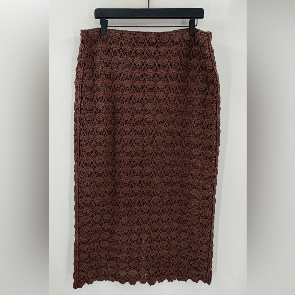 H&M Brown Crochet Midi Skirt with Gold Buttons - Picture 5 of 5